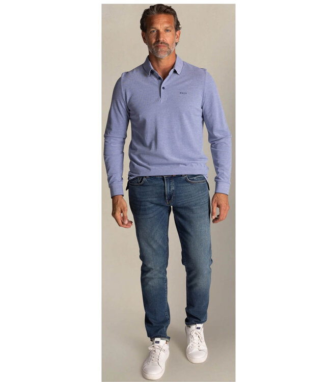 New Zealand Auckland 25GN206 1685 brilliant blue melange polo lange mouw