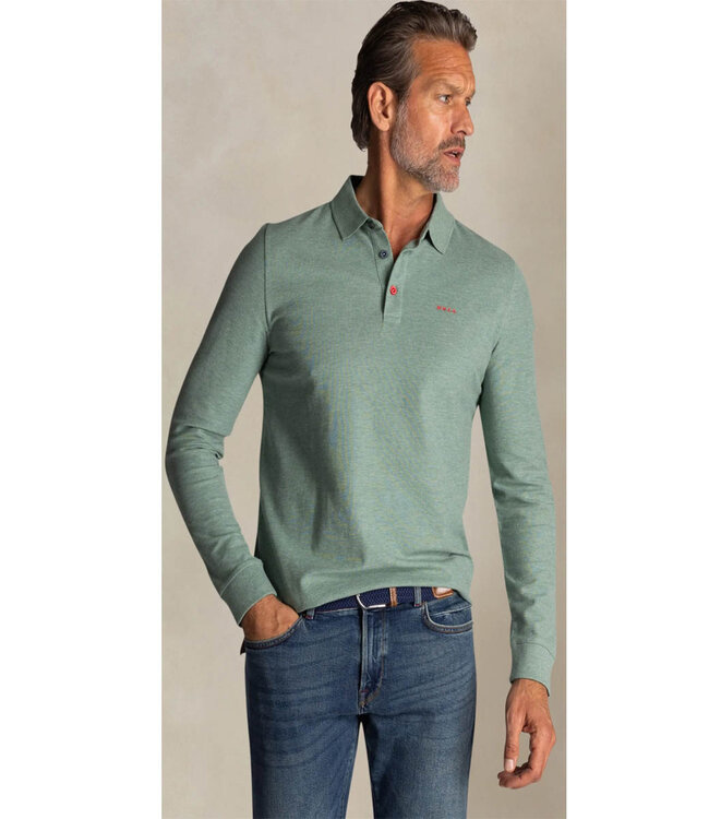 New Zealand Auckland 25GN206 1797 soft green melange polo lange mouw