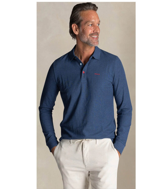 New Zealand Auckland 25GN200 1685 brilliant blue melange polo lange mouw