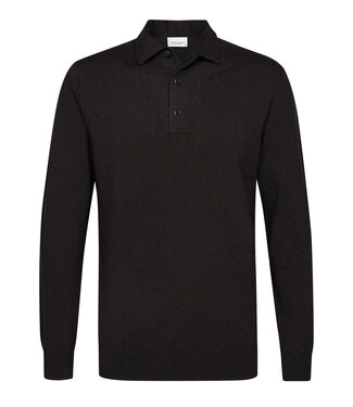 Profuomo PPWJ30009B antraciet grijs one piece polo lange mouw