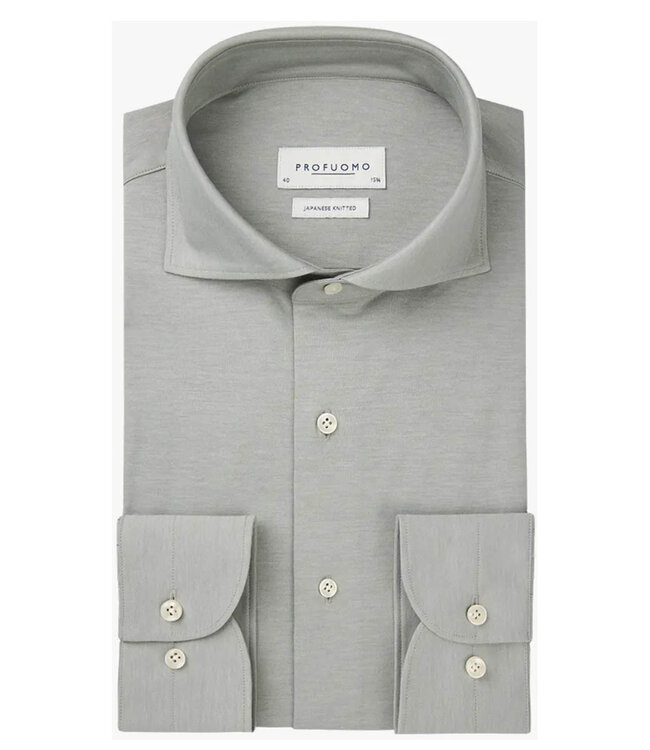 Profuomo PPWH10002F slim fit overhemd japanese knitted mintgroen 1knoops cut away
