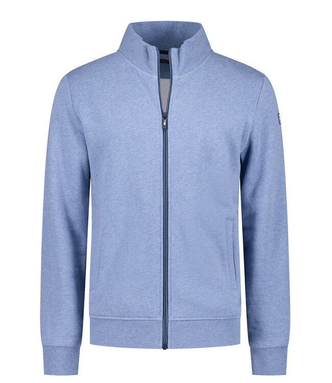 New Zealand Auckland sweat vest blauw melange met rits en zakken