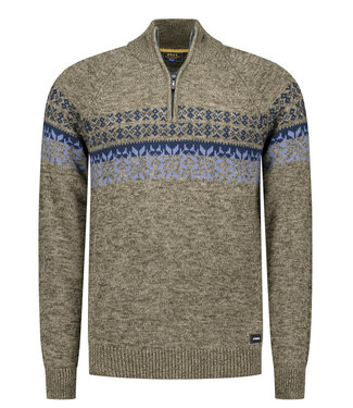 New Zealand Auckland heren zipper groen met donkerblauw blauw winter motief