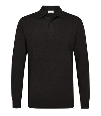 Profuomo PPWJ30009B donkerbruin one piece polo lange mouw