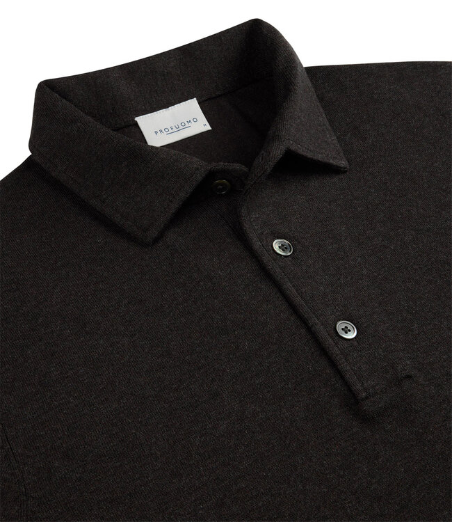 Profuomo PPWJ30009B donkerbruin one piece polo lange mouw
