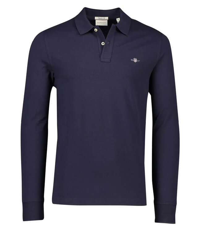 Gant gant heren polo donkerblauw lange mouw