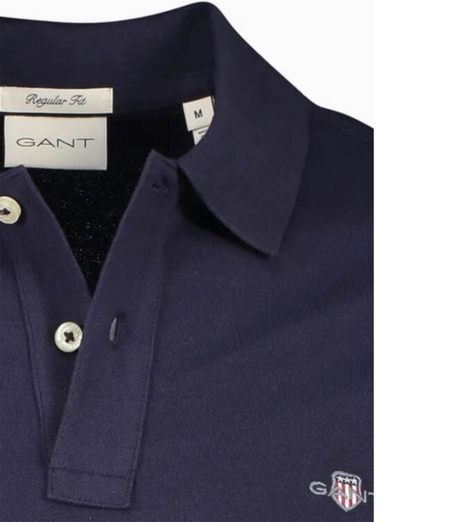 Gant gant heren polo donkerblauw lange mouw