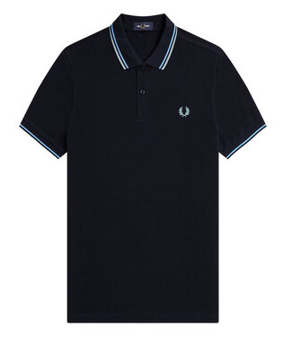 Fred Perry Twin Tipped polo donkerblauw met mintgroen logo