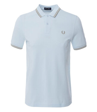 Fred Perry Twin Tipped polo lichtblauw met grijs logo