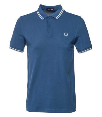 Fred Perry Twin Tipped polo kobaltblauw met lichtblauw logo