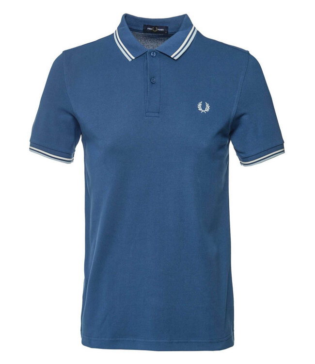 Fred Perry M3600 V29 Twin Tipped polo kobaltblauw met lichtblauw logo