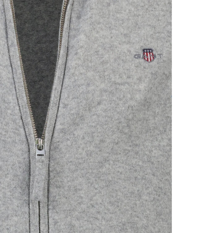 Gant 87214 93 heren grijs melange vest superfine lamswol met rits