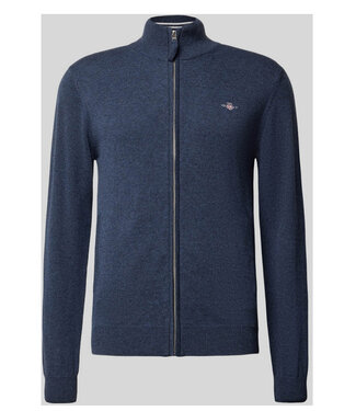 Gant heren donkerblauw melange vest lamswol
