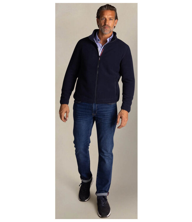 New Zealand Auckland 25KN371 2638 fleece vest donkerblauw classic navy melange met rits en zakken