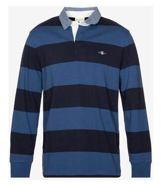 Gant donkerblauw-blauw streep heren rugby shirt sweater