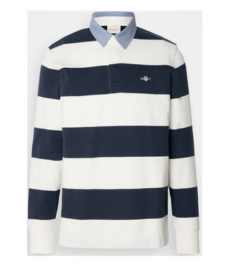 Gant donkerblauw-wit streep heren rugby shirt sweater