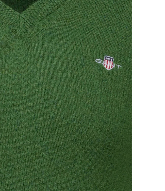Gant 87212 303 heren mos groen v-hals trui superfine lamswol