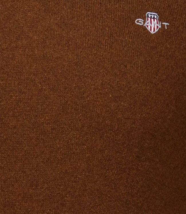 Gant 87211 229 heren donkerbruin ronde hals trui superfine lamswol