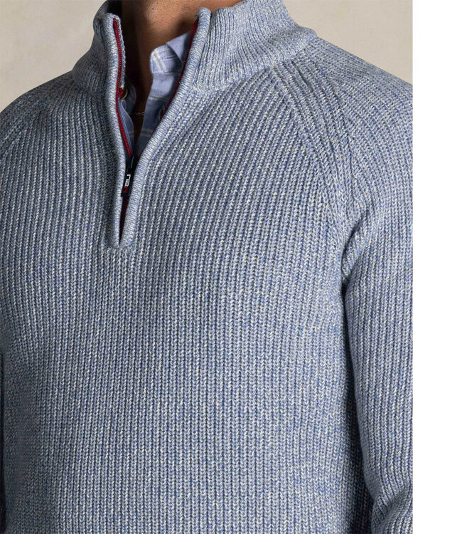 New Zealand Auckland light blue melange lichtblauw melange heren zipper met ritsje