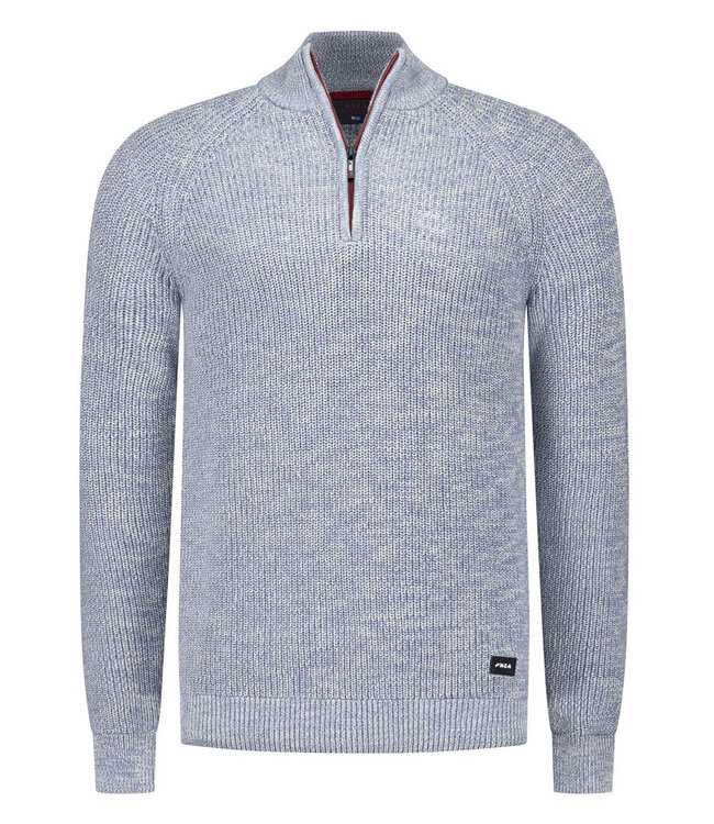 New Zealand Auckland light blue melange lichtblauw melange heren zipper met ritsje