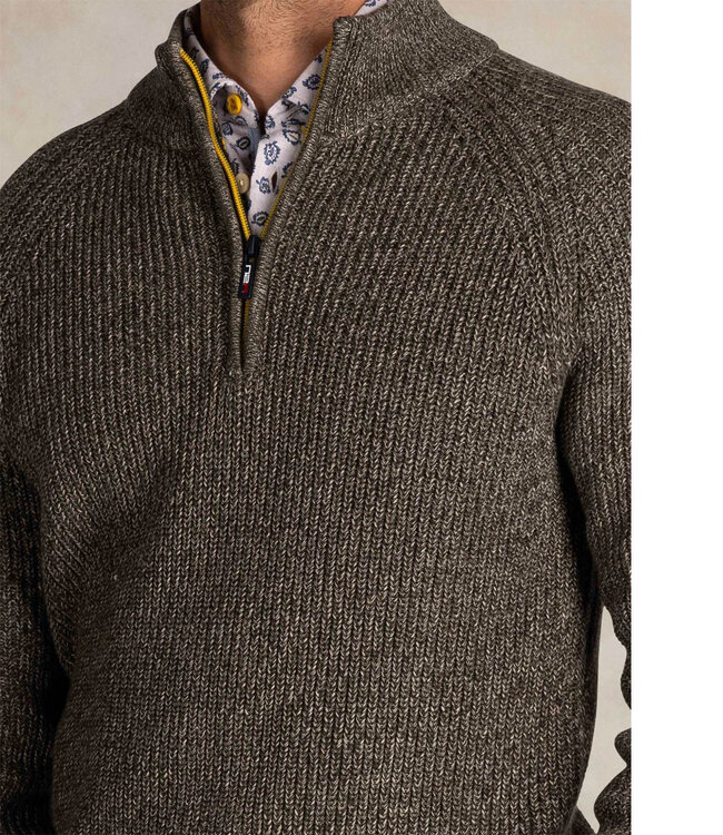 New Zealand Auckland bottle green melange donkergroen melange heren zipper met ritsje