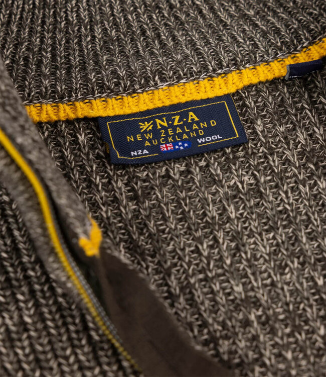 New Zealand Auckland bottle green melange donkergroen melange heren zipper met ritsje