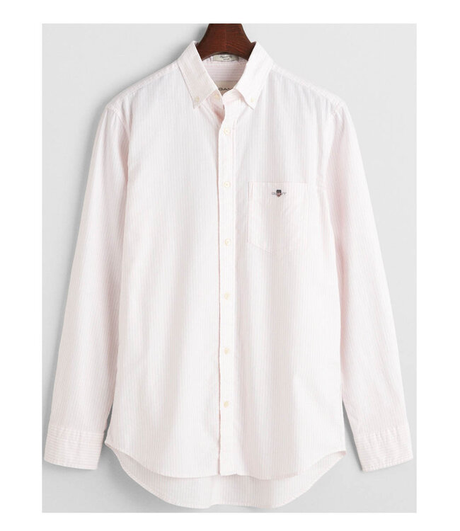 Gant 3000230-662 heren overhemd lange mouw lichtroze-wit oxford streepje regular fit