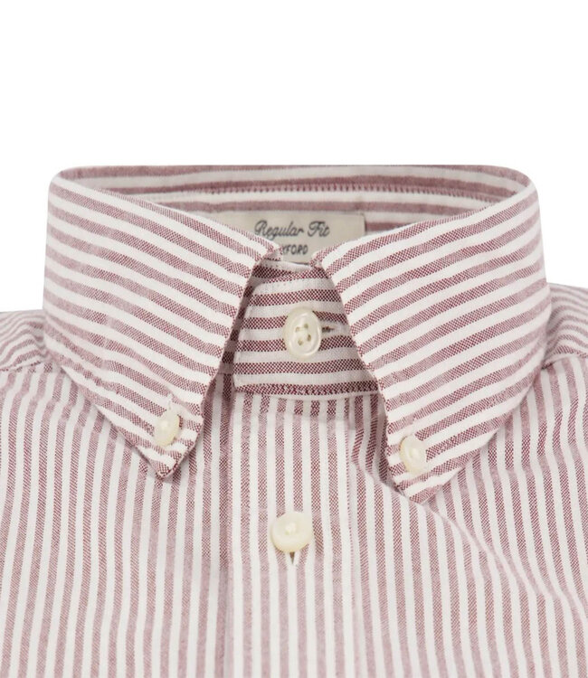 Gant 3000230-662 heren overhemd lange mouw bordeaux rood-wit oxford streepje regular fit