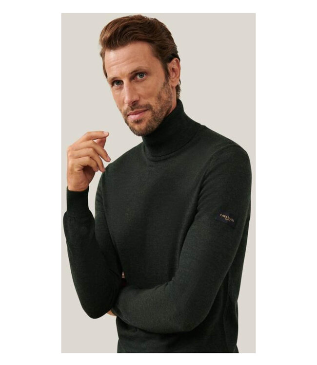 Cavallaro 118245002 heren coltrui  mid green melange merino wol