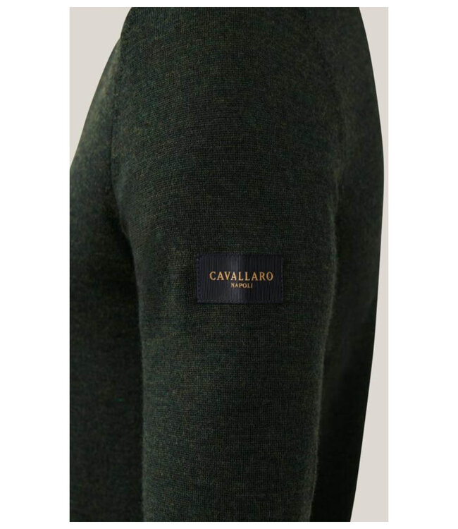 Cavallaro 118245002 heren coltrui  mid green melange merino wol