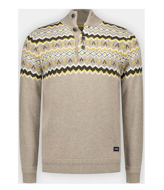 New Zealand Auckland heren zipper beige met donkerbruin geel winter motief