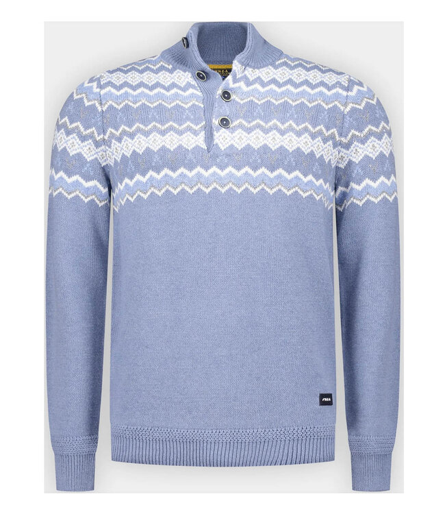 New Zealand Auckland 25HN415 2619 heren zipper lichtblauw met wit grijs winter motief