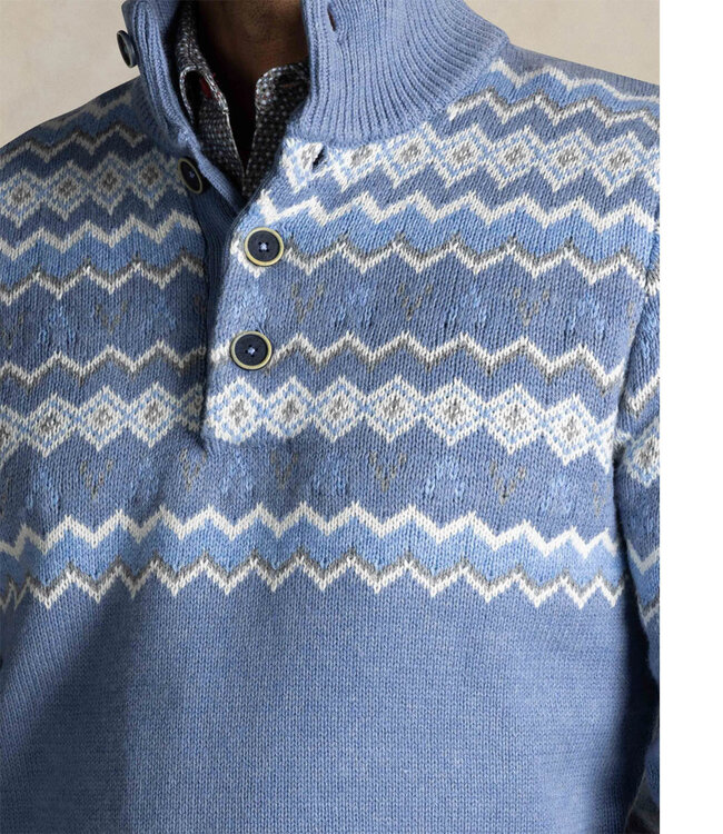 New Zealand Auckland 25HN415 2619 heren zipper lichtblauw met wit grijs winter motief