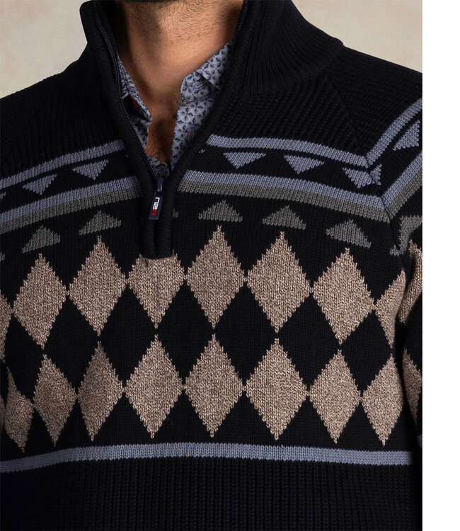 New Zealand Auckland 25HN407 2601 icon navy heren zipper donkerblauw met winter motief