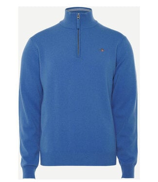 Gant heren blauw zipper trui ritsje superfine lamswol