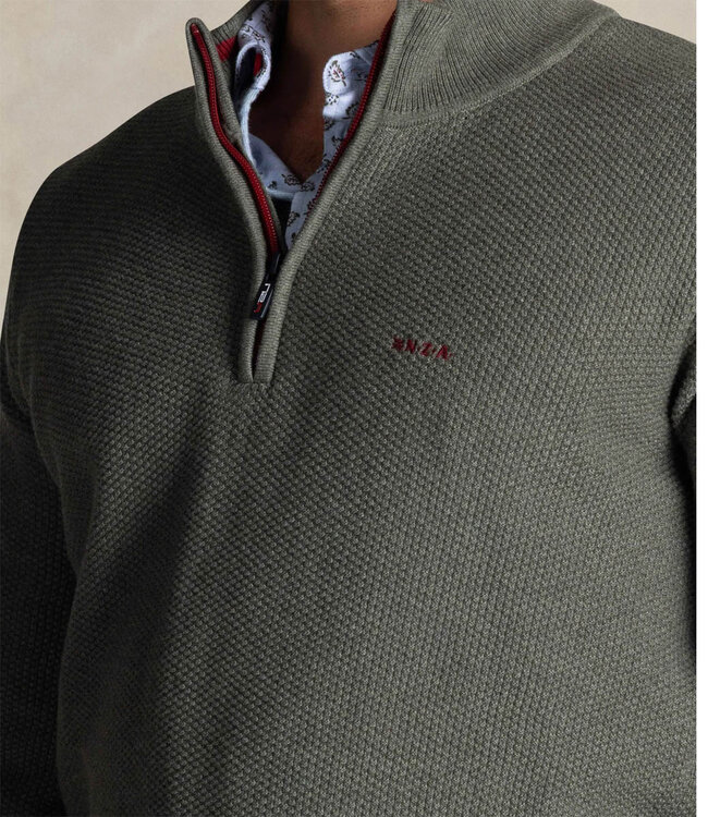 New Zealand Auckland 25HN478 1764 heren zipper donkergroen structuur met ritsje