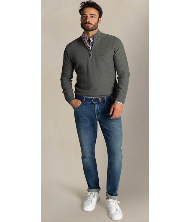 New Zealand Auckland 25HN478 1764 heren zipper donkergroen structuur met ritsje