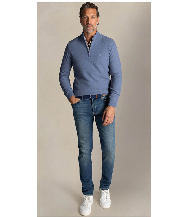 New Zealand Auckland 25HN478 2619 heren zipper blauw structuur met ritsje