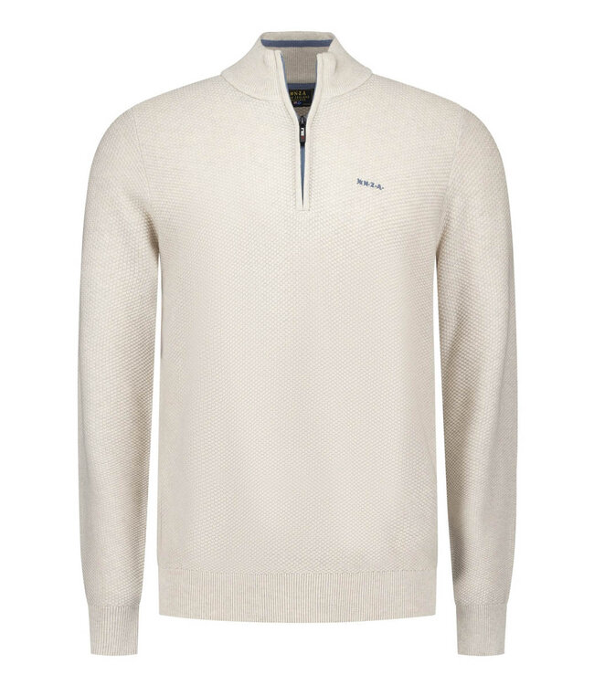 New Zealand Auckland 25HN478 1184 heren zipper beige melange structuur met ritsje