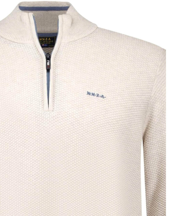New Zealand Auckland 25HN478 1184 heren zipper beige melange structuur met ritsje