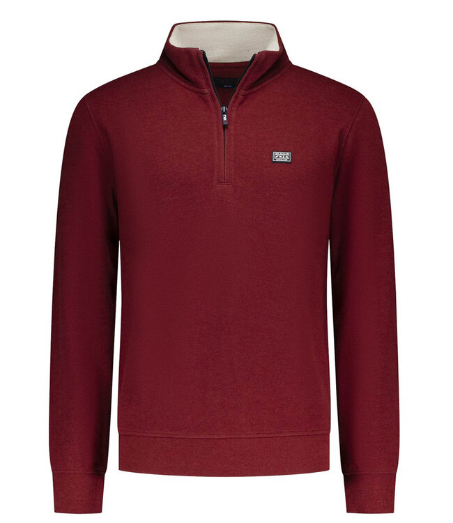 New Zealand Auckland 25HN301 1570 heren zipper bordeaux rood melange cherry red melange sweater met ritsje