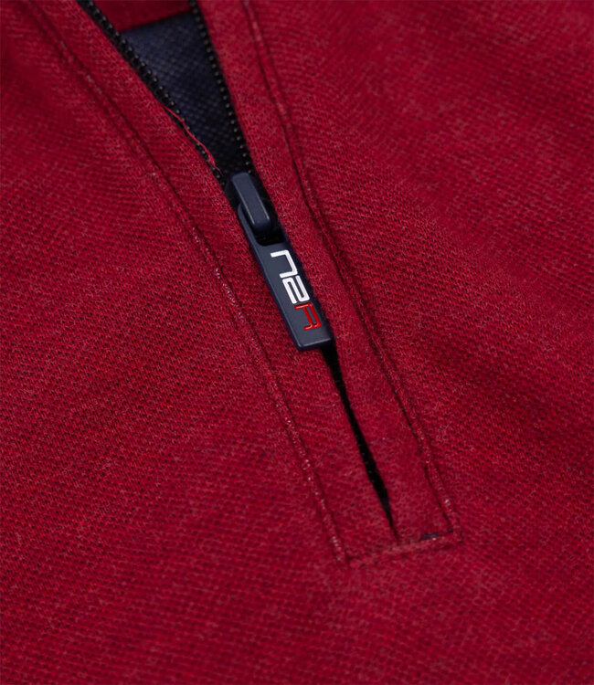 New Zealand Auckland 25HN301 1570 heren zipper bordeaux rood melange cherry red melange sweater met ritsje