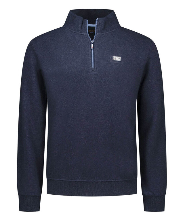 New Zealand Auckland 25KN315 2638 donkerblauw melange sweater met ritsje