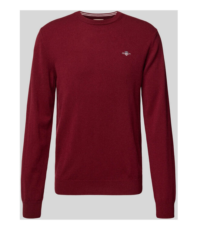 Gant 87211 604 heren bordeaux rood ronde hals trui superfine lamswol
