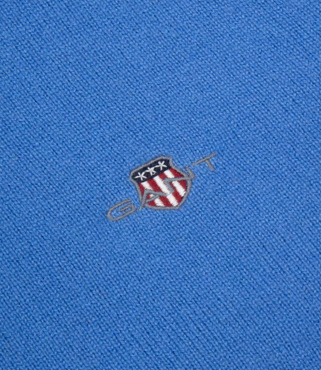 Gant 87213 419 actie heren blauw zipper trui ritsje superfine lamswol