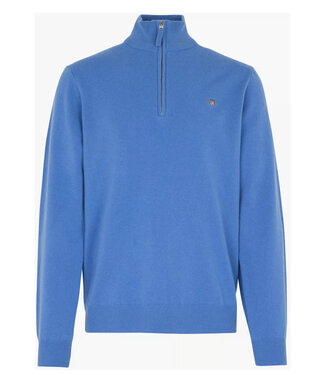 Gant heren blauw zipper trui ritsje superfine lamswol