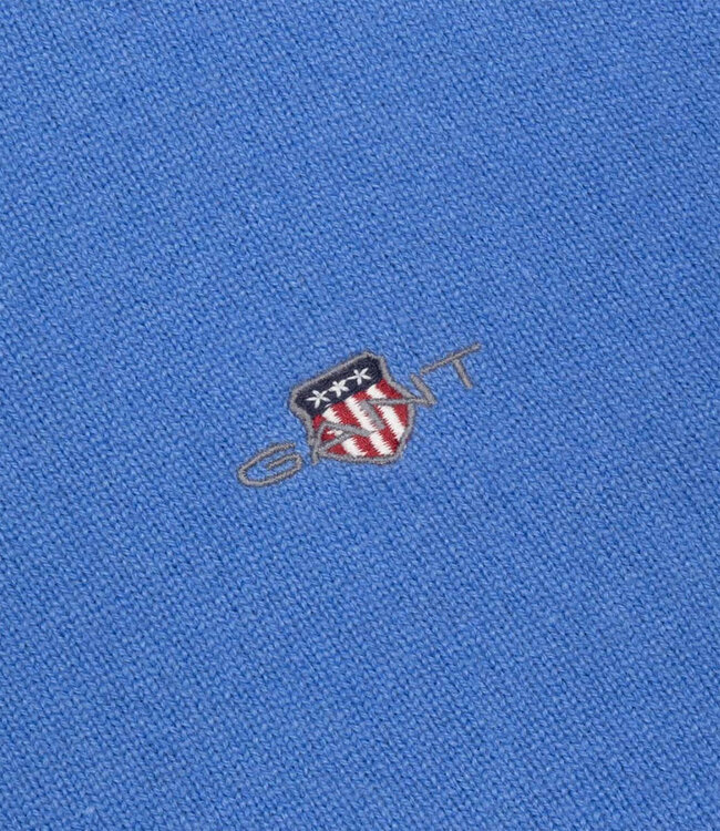 Gant 87211 419 heren blauw ronde hals trui superfine lamswol