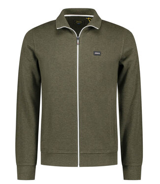 New Zealand Auckland sweat vest donker olijfgroen met rits en zakken