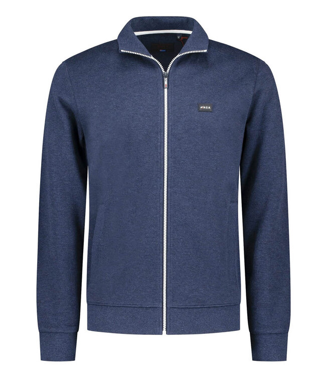 New Zealand Auckland 25HN318 2608  sweat vest donkerblauw melange met rits en zakken