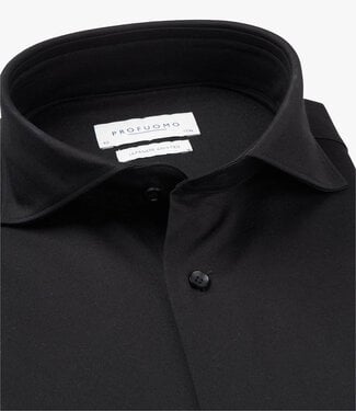 Profuomo slim fit overhemd japanese knitted zwart black